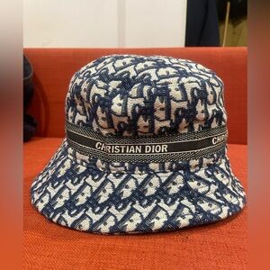 Dior Navy and Cream Patterned Bucket Hat